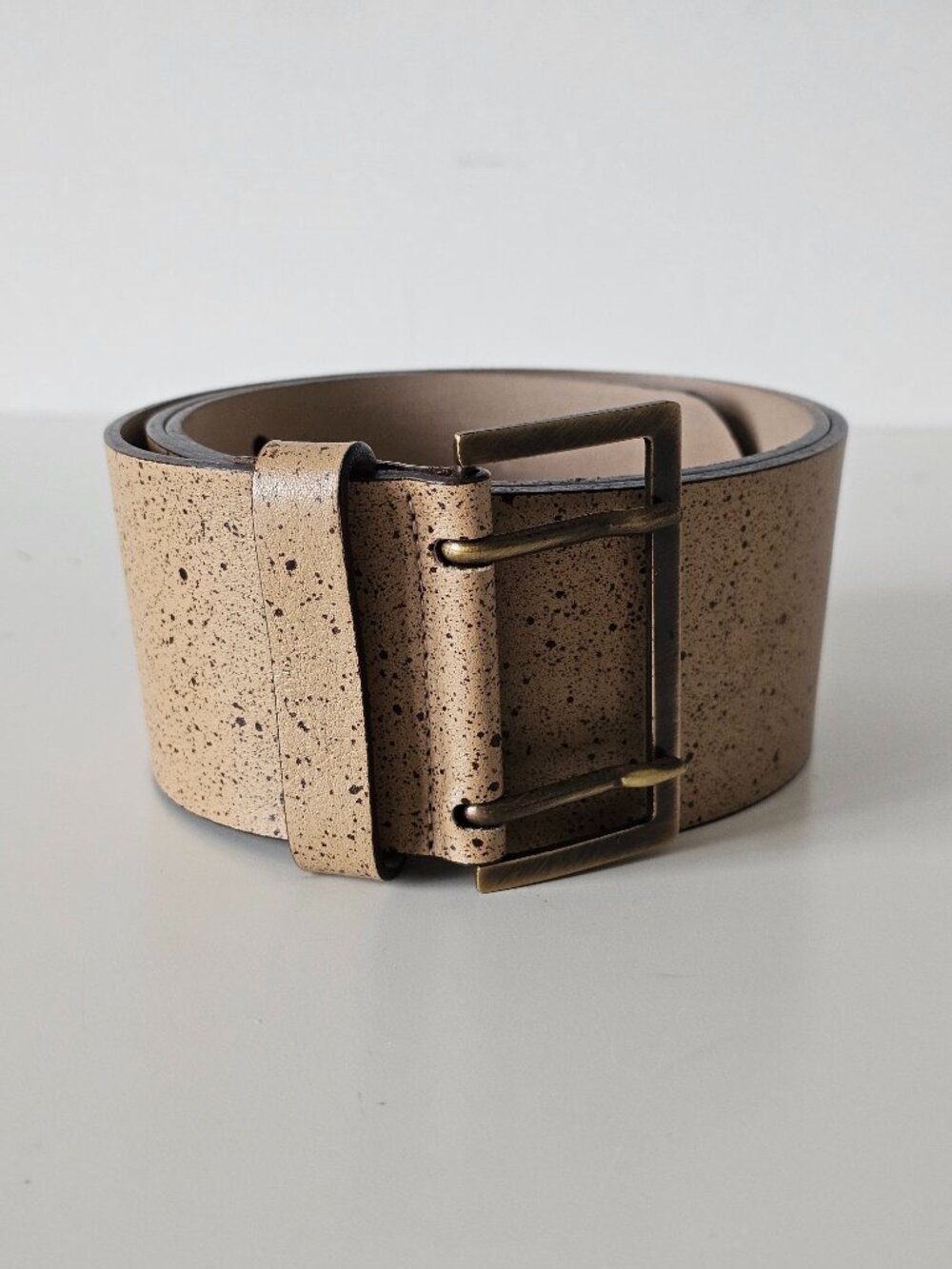 EPISODE Brown Genuine Leather Wide Women's Vintage Belt SM 36.5"x2.25" Italy